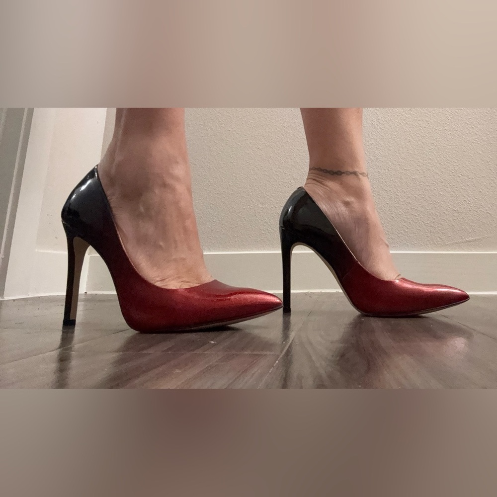 Elegant Black and Sparkly Red Women's Heels